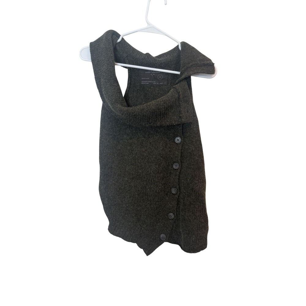 AllSaints Sweater Vest Womens 6 Gray Afra Knit Gilet Wool Cashmere Button